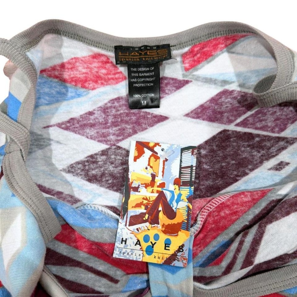 NWT Y2K Hayes Custo Barcelona Artsy Geometric Print Babydoll‎ Tank Size M - Picture 3 of 3